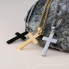 Amazon Hot Sale Polished Titanium Steel Stainless Steel Jewelry Cross Black Silver Jewelry Pendant Necklace